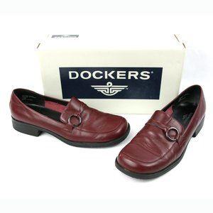 Dockers Ringer Maroon Red Leather O-Ring Loafers Shoes Slip Ons w Box - 7 1/2